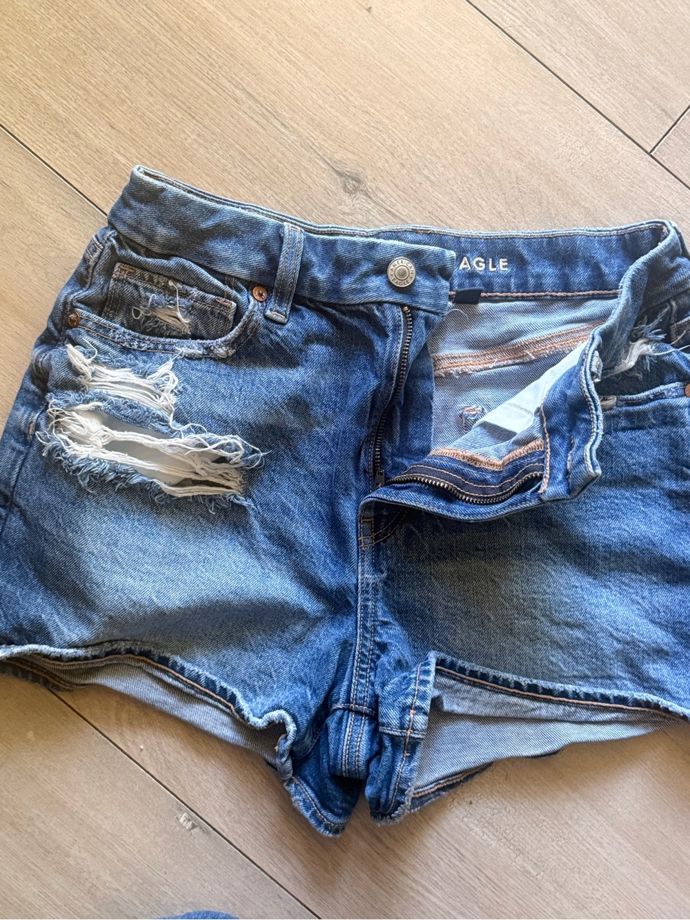 American Eagle Outfitters Distressed Blue Denim Women's Shorts